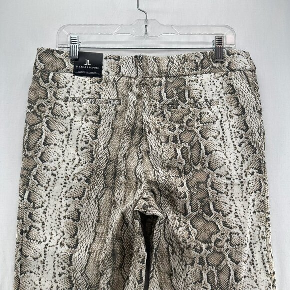 Jules & Leopold Pull-On Crop Pants Womens M Slim Straight Snake Skin Print Beige - Picture 5 of 12